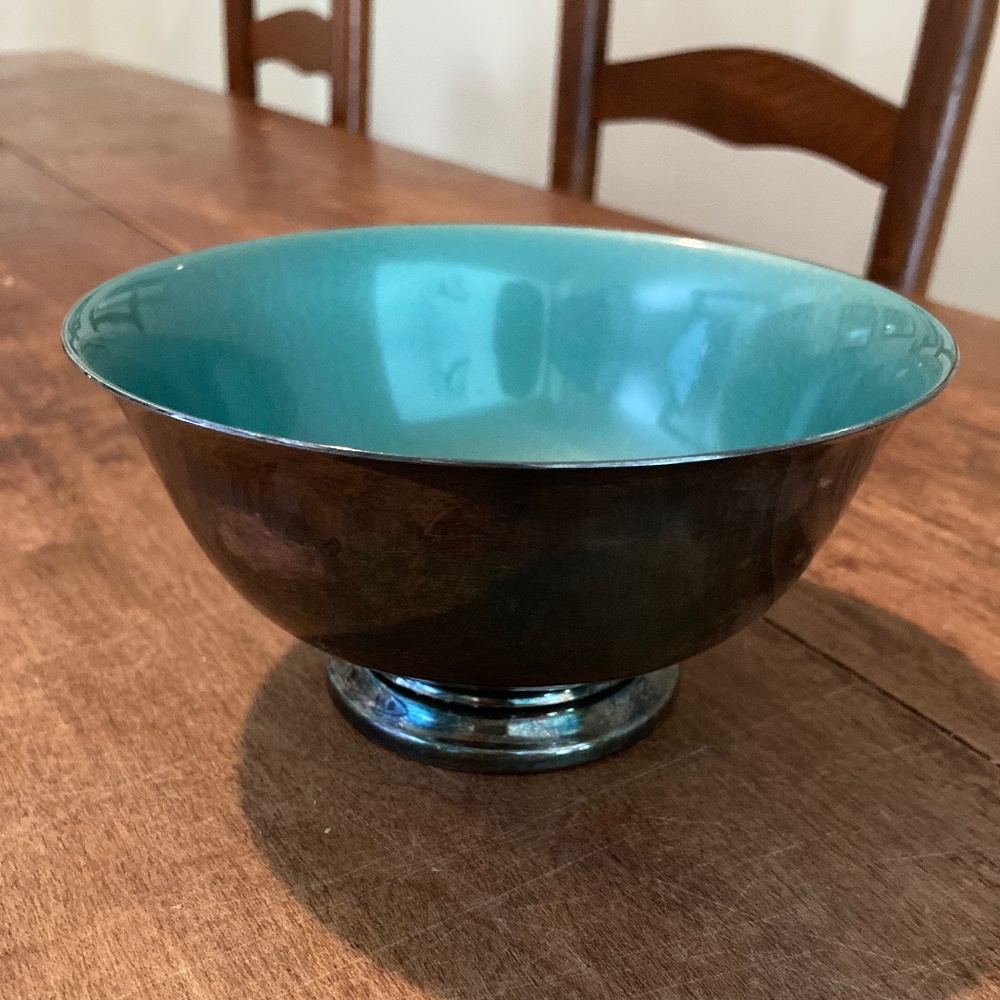 Reed & Barton silver enamel dish